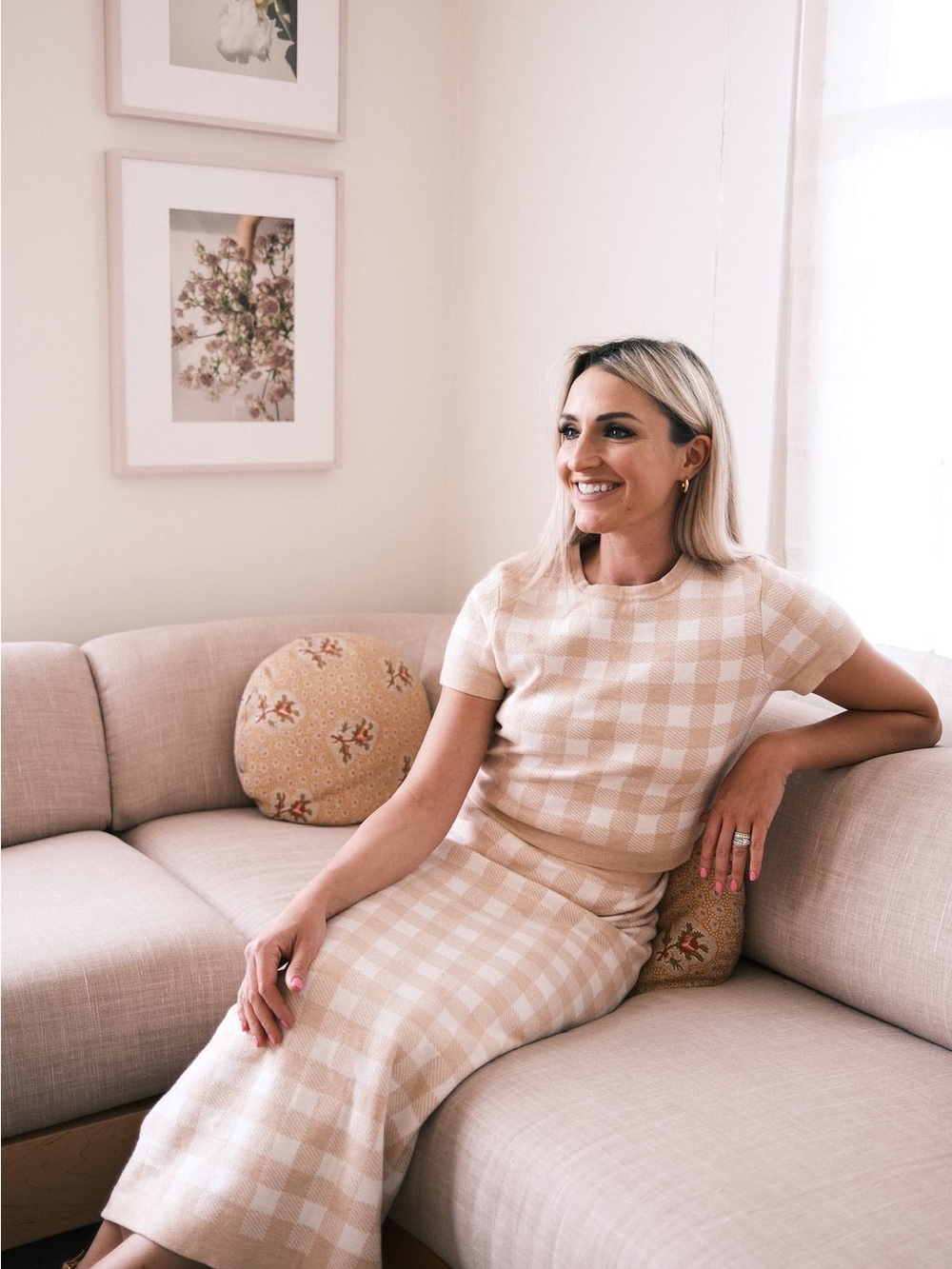 Masons Daughter Blush Gingham Knit Two-Piece Set